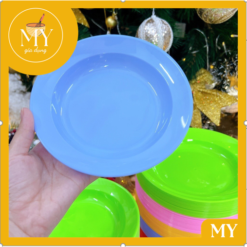 combo 10 Dĩa Nhựa Tròn Dẻo Nhiều Màu Loại I Không Mùi, Nhiều Size