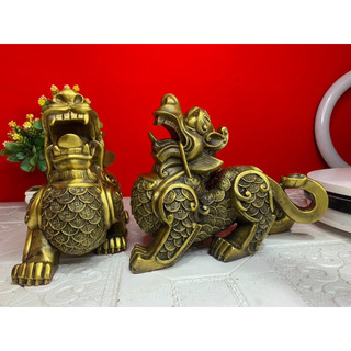 Cặp Tỳ hưu Vảy Tiền bằng đồng Cỡ lớn  Vật phẩm phong thuỷ quà tặng trưng bày trang trí