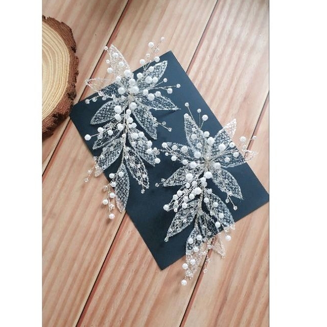 Bộ đôi cài tóc cô dâu pha lê thủ công, phụ kiện cài tóc cô dâu, phụ kiện cưới