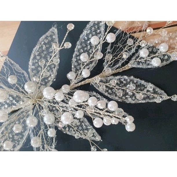 Bộ đôi cài tóc cô dâu pha lê thủ công, phụ kiện cài tóc cô dâu, phụ kiện cưới