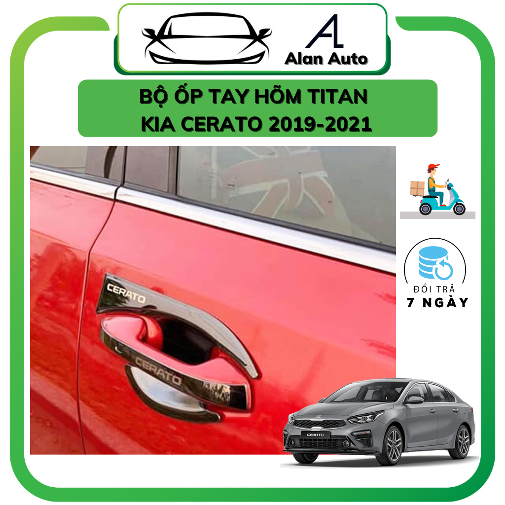Ốp tay nắm cửa, hõm cửa ô tô Kia Cerato 2019-2021, Chất liệu Thép TITAN CAO CẤP bảo vệ tay cửa