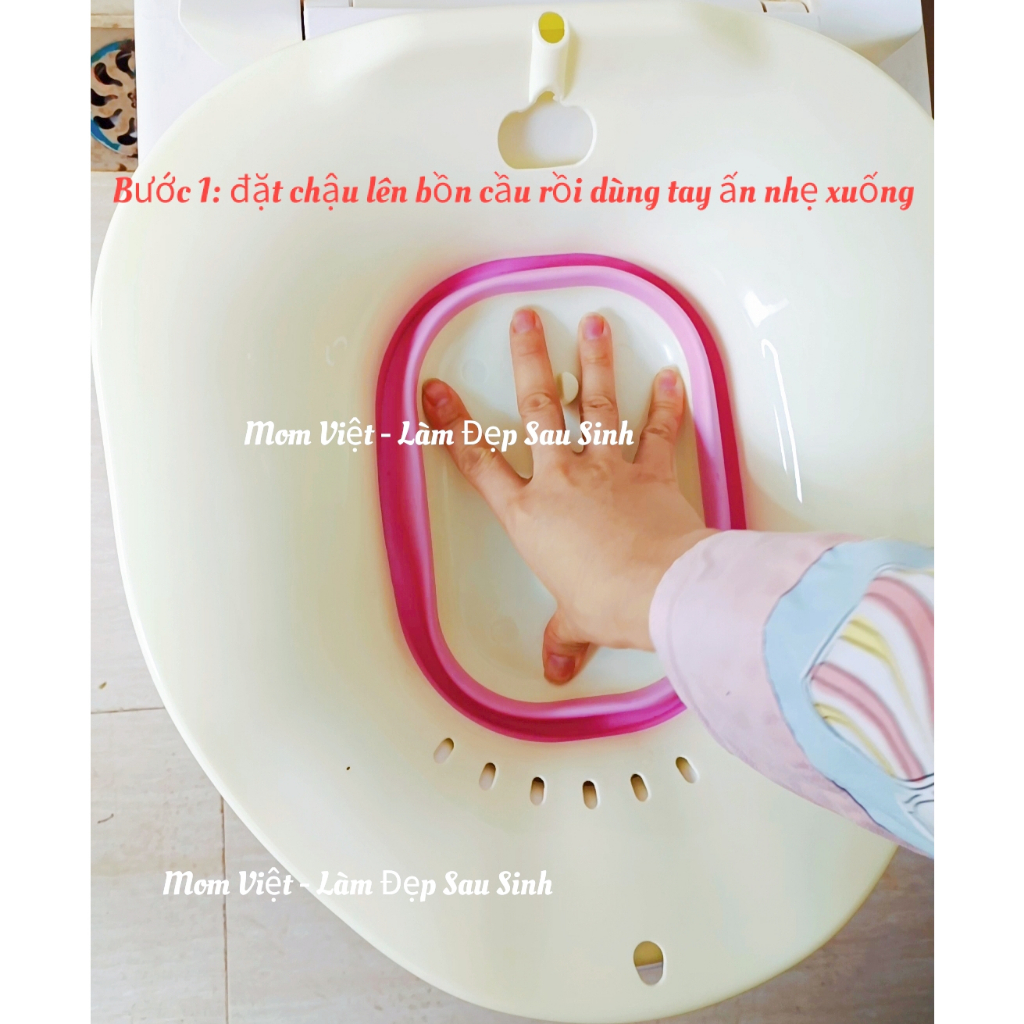 CHẬU XÔNG NGÂM VÙNG KÍN GẤP GỌN  KÈM VÒI XỊT MOM VIỆT