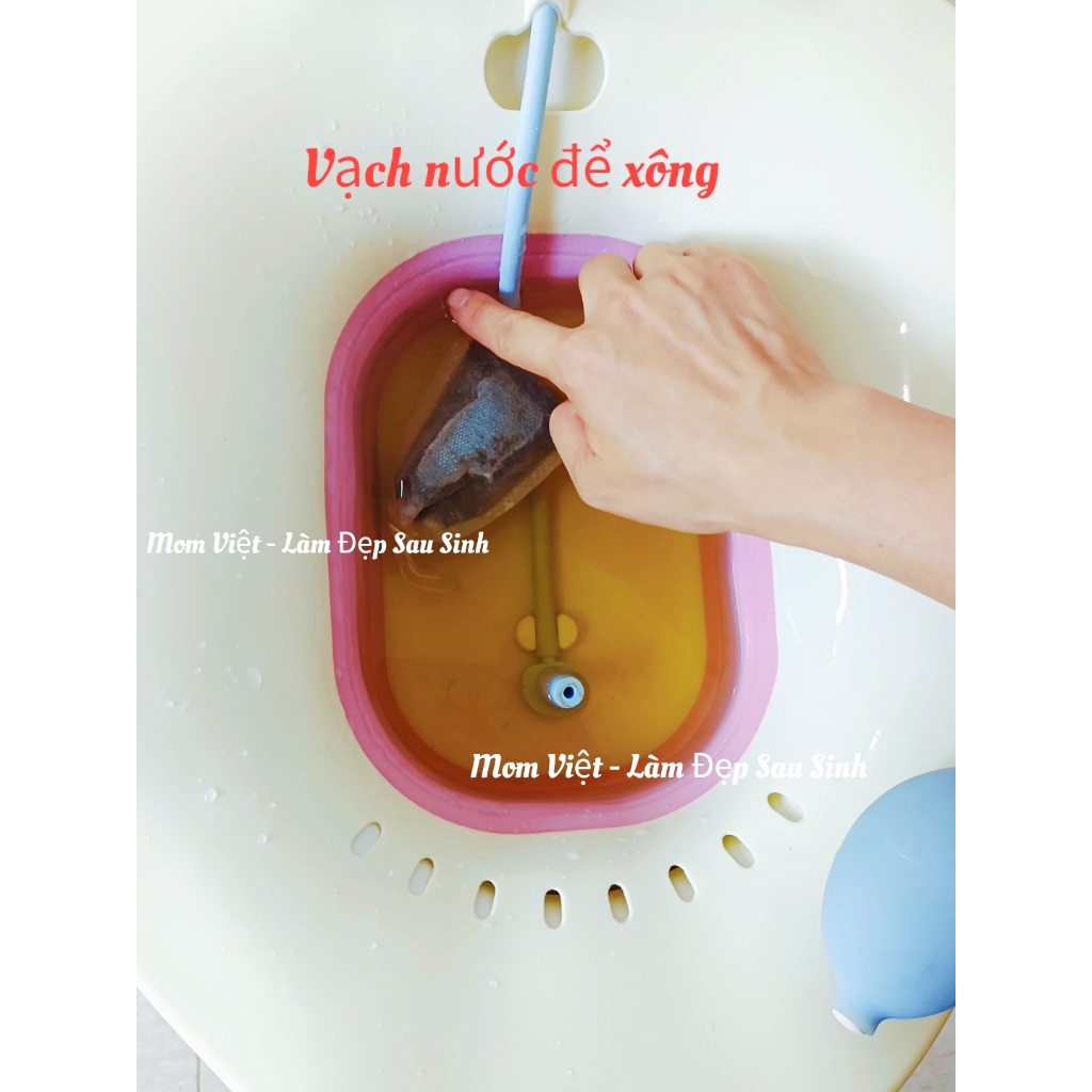 CHẬU XÔNG NGÂM VÙNG KÍN GẤP GỌN  KÈM VÒI XỊT MOM VIỆT