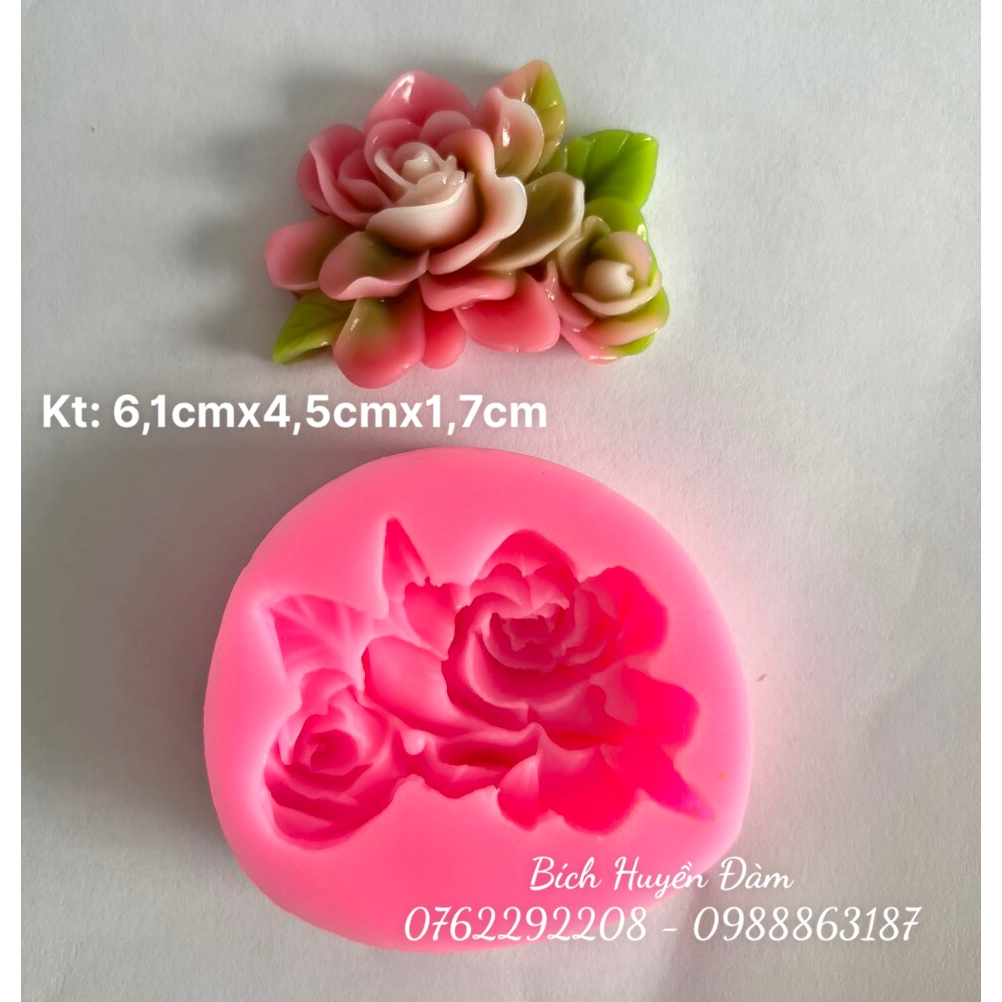 Khuôn silicon rau câu 4D Hoa hồng chùm đổ rau câu, socola, trang trí ...