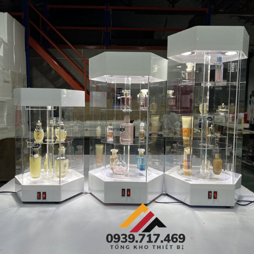 TỦ TRƯNG BÀY XOAY 360 ĐỘ 4 TẦNG,KỆ TRƯNG BÀY TRANG SỨC,NƯỚC HOA,ĐỒNG HỒ ...