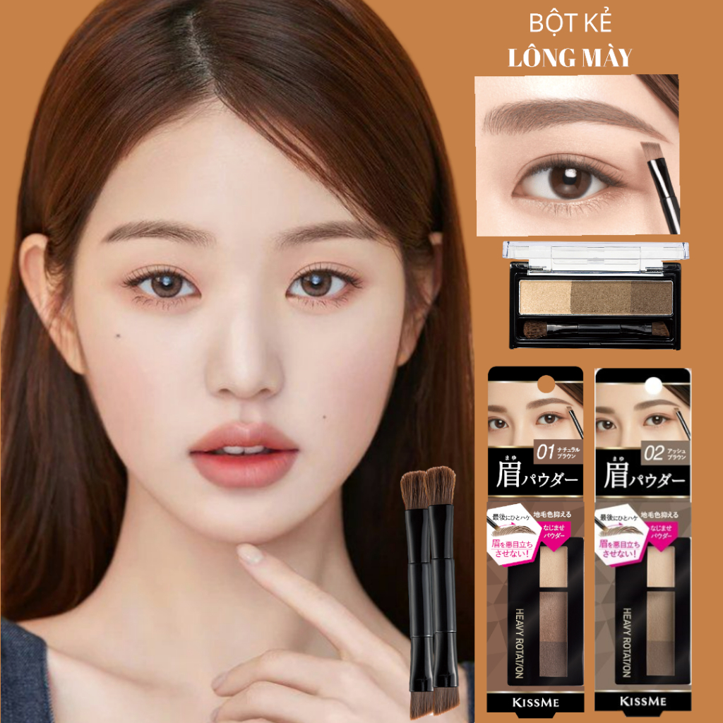 Bột Kẻ Lông Mày Chống Trôi Màu Tự Nhiên Kissme Heavy Rotation Natural Powder Eyebrow (2.3G)