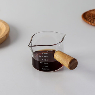 Ly đong cafe Espresso có tay cầm gỗ tự nhiên, cốc đo 75ml chịu nhiệt pha cà phê, đựng gia vị - maydecor