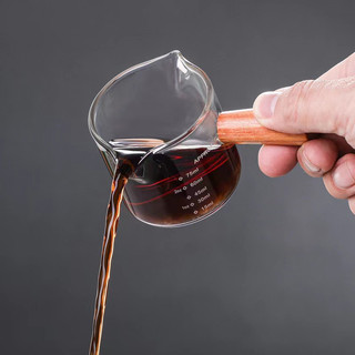 Ly đong cafe Espresso có tay cầm gỗ tự nhiên, cốc đo 75ml chịu nhiệt pha cà phê, đựng gia vị - maydecor