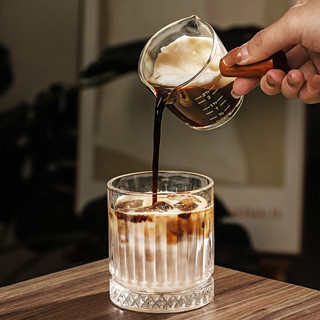Ly đong cafe Espresso có tay cầm gỗ tự nhiên, cốc đo 75ml chịu nhiệt pha cà phê, đựng gia vị - maydecor