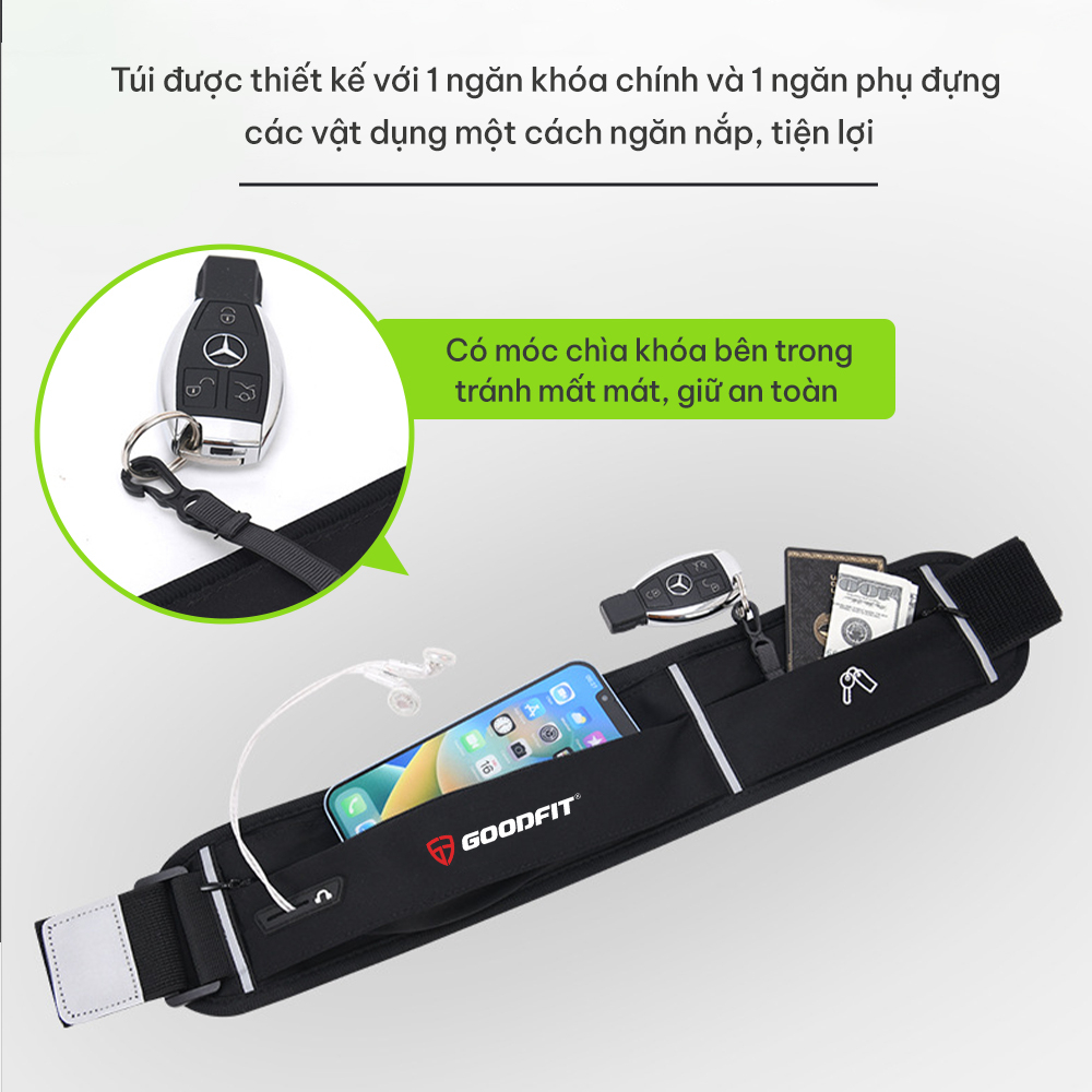 Túi đeo chạy bộ chống nước, phản quang, đai chạy bộ đựng điện thoại GoodFit GF119RB