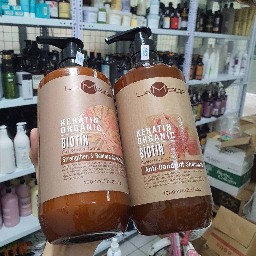 Cặp Dầu Gội Xả Lambor Keratin Organic 1000ml/Chai | Hỗ Trợ Sạch Gàu, Giảm Ngứa, Tóc Mềm Mượt