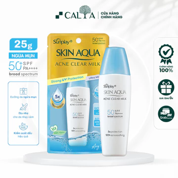Kem Chống Nắng Sunplay Acne Ngừa Mụn Kiềm Dầu - Sunplay Skin Aqua Acne Clear Milk SPF 50+ PA++++ 25g