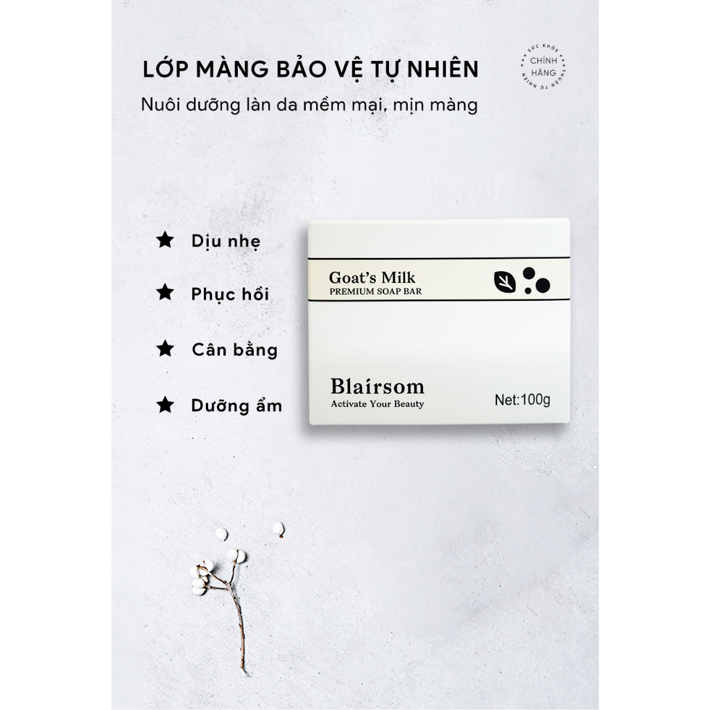 Xà phòng dưỡng thể cao cấp Blairsom (Tinh Dầu Hoa Phong Lữ/Sữa Dê) 100g