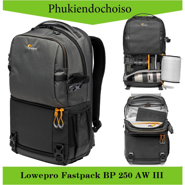 Lowepro Fastpack BP 250 AW III Zaino fotografico, con Sistema QuickDoor Access, Tasca per Laptop da 13″, Nero