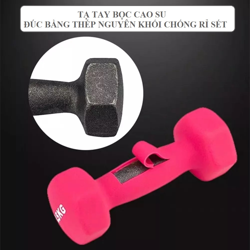 Tạ Tay Tập Gym , Yoga Loại 1KG - 5KG Chất Liệu Gang Bọc Cao Su - TK Sport - TT02