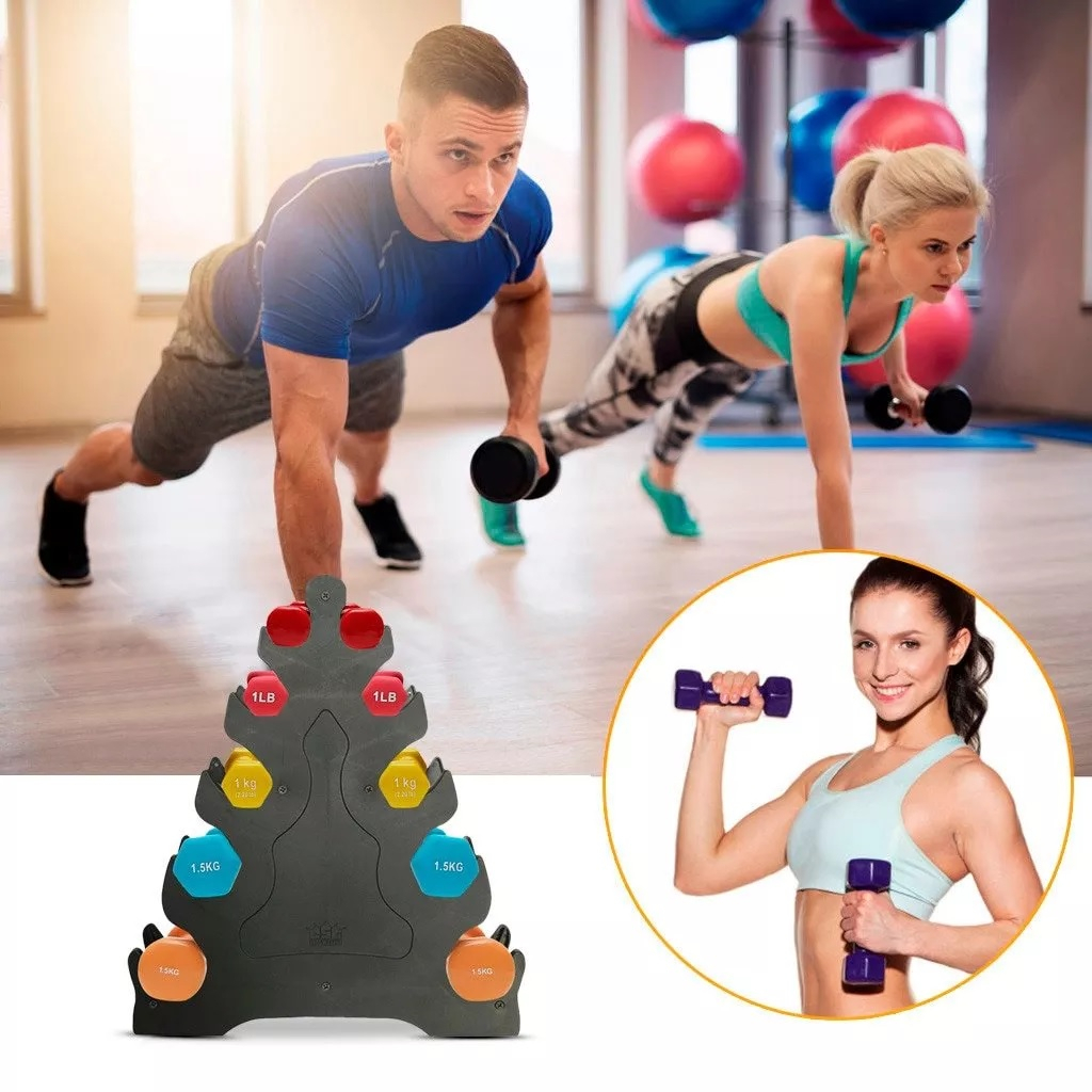 Tạ Tay Tập Gym , Yoga Loại 1KG - 5KG Chất Liệu Gang Bọc Cao Su - TK Sport - TT02
