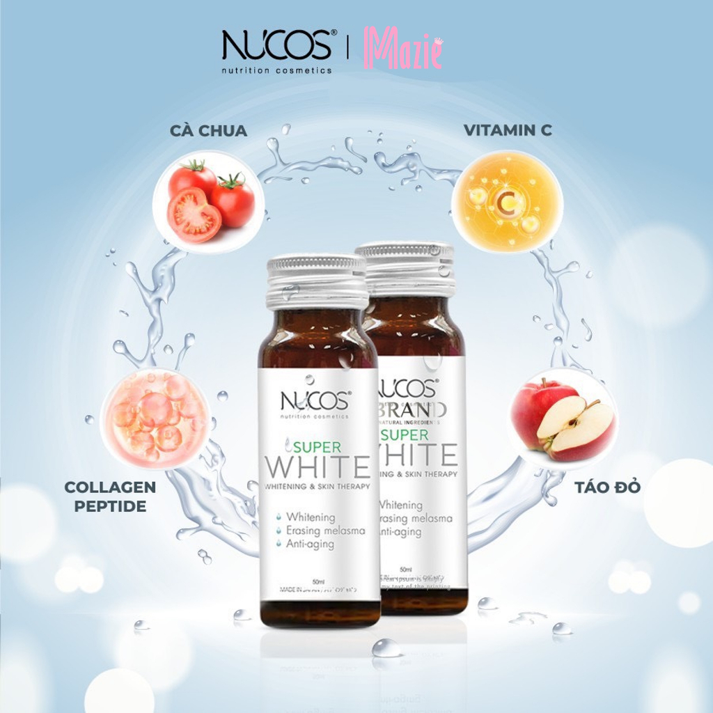 Combo 2 Hộp Nucos Super White - Nước Uống Collagen Dưỡng Da Trắng Sáng (50mlx10 chai)