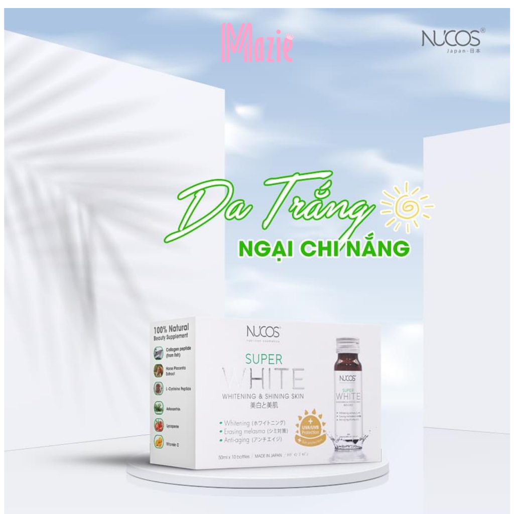 Combo 2 Hộp Nucos Super White - Nước Uống Collagen Dưỡng Da Trắng Sáng (50mlx10 chai)