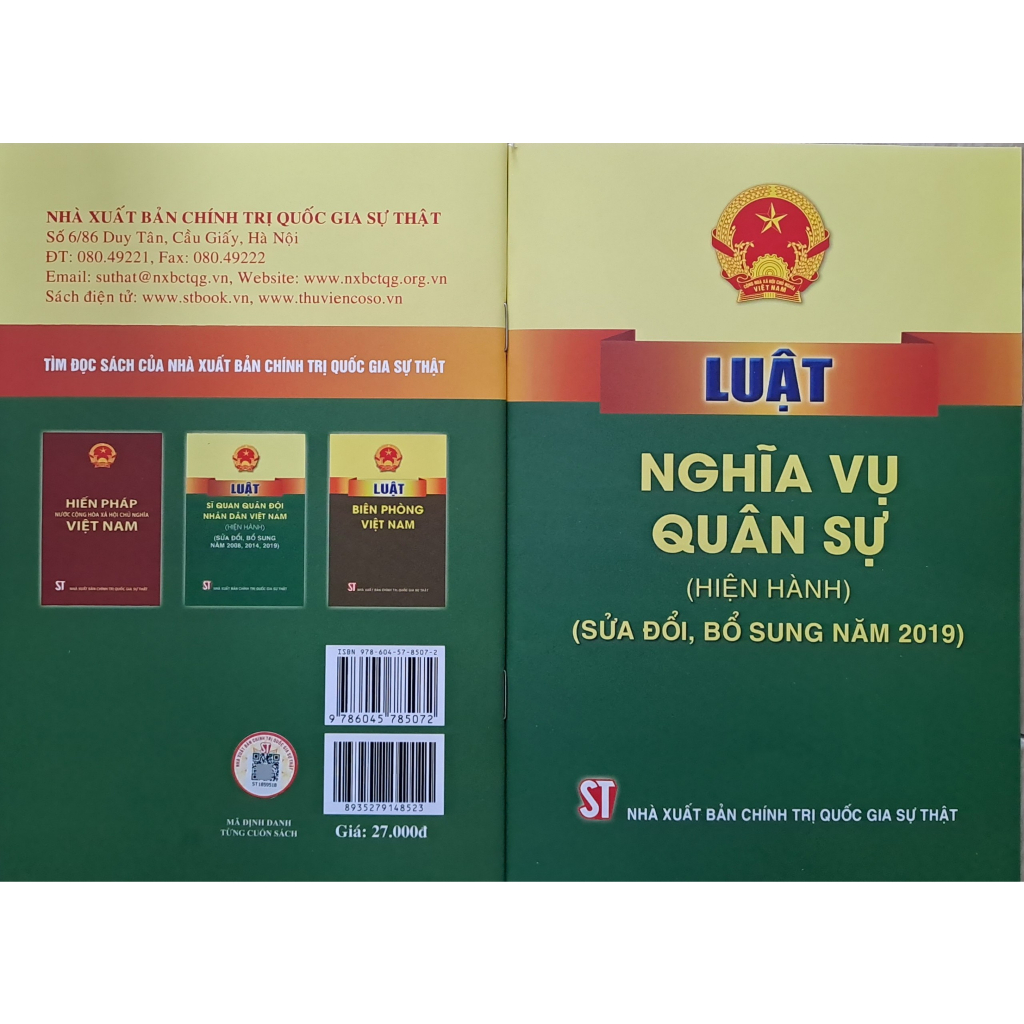 Sách - Luật nghĩa vụ quân sự (hiện hành) (sửa đổi, bổ sung năm 2019