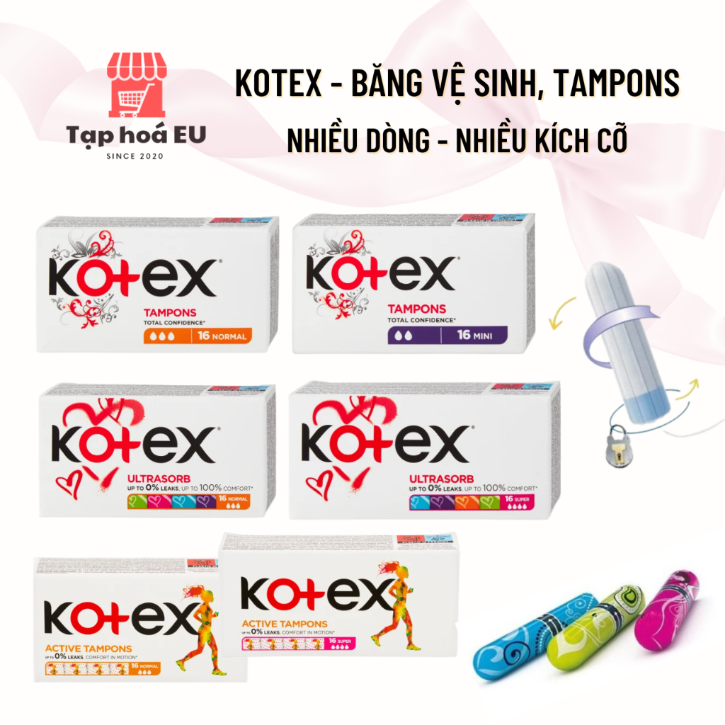(Hàng nội địa EU) Băng vệ sinh tampon Kotex chính hãng nhỏ gọn và cực ...