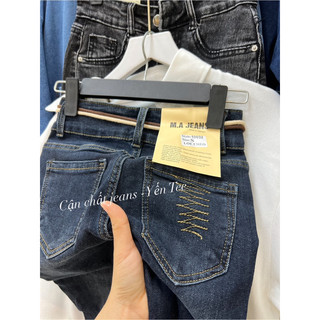 Quần jeans ống loe xanh chàm đậm tôn da , thiết kế thêu túi sau Yến Tee Shop #10032