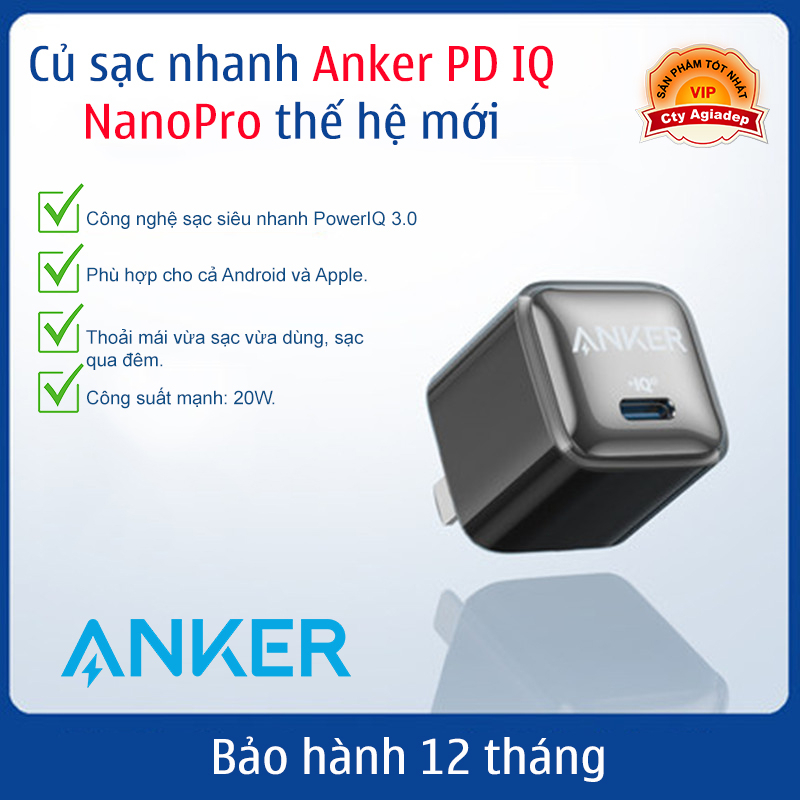 Củ sạc Anker PD IQ NanoPro sạc nhanh thế hệ mới tốt Shopee Việt Nam