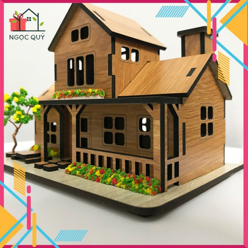 Mô Hình Nhà Gỗ 3D, Ngôi Nhà Hạnh Phúc, Decor Trang Trí Nhà Cửa (Đã Hoàn ...