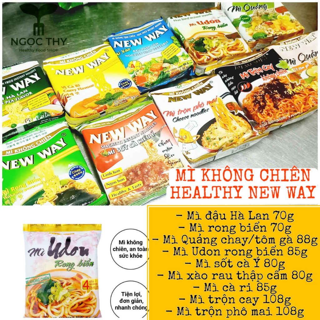 MÌ KHÔNG CHIÊN NEW WAY đủ vị rong biển, đậu Hà Lan, Udon, cà ri, mỳ ...