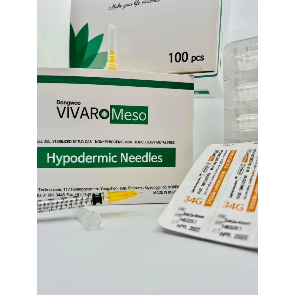 Combo 10 Đầu kim tiêm Vaviro meso 34G 4mm Hàn Quốc, tiêm meso căng bóng