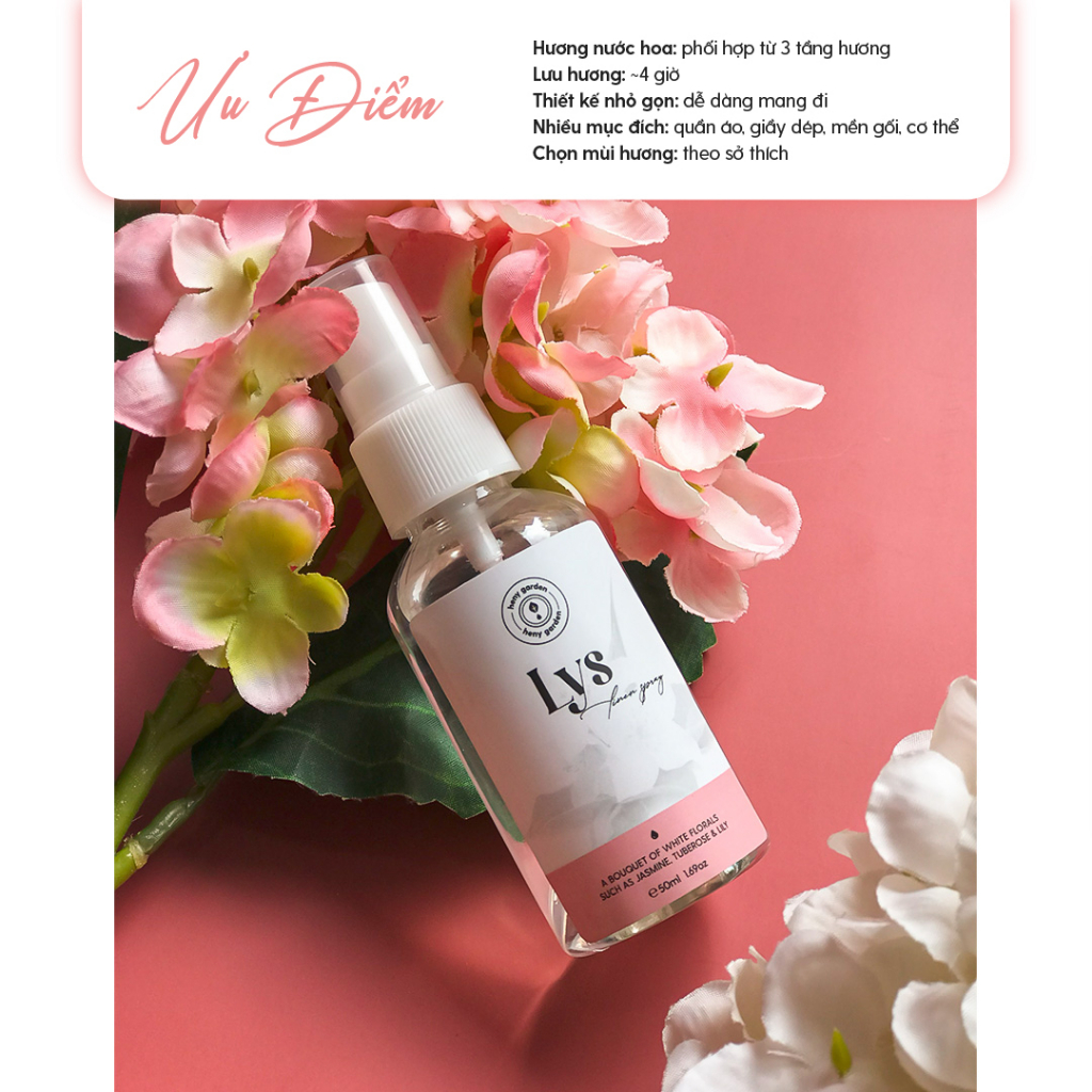 Ảnh Xịt Thơm Quần Áo Hương Nước Hoa Heny Garden 50mL 2