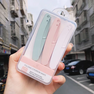 Hộp 3 Dao Cạo Lông Mày Gấp Gọn Màu Pastel Cute