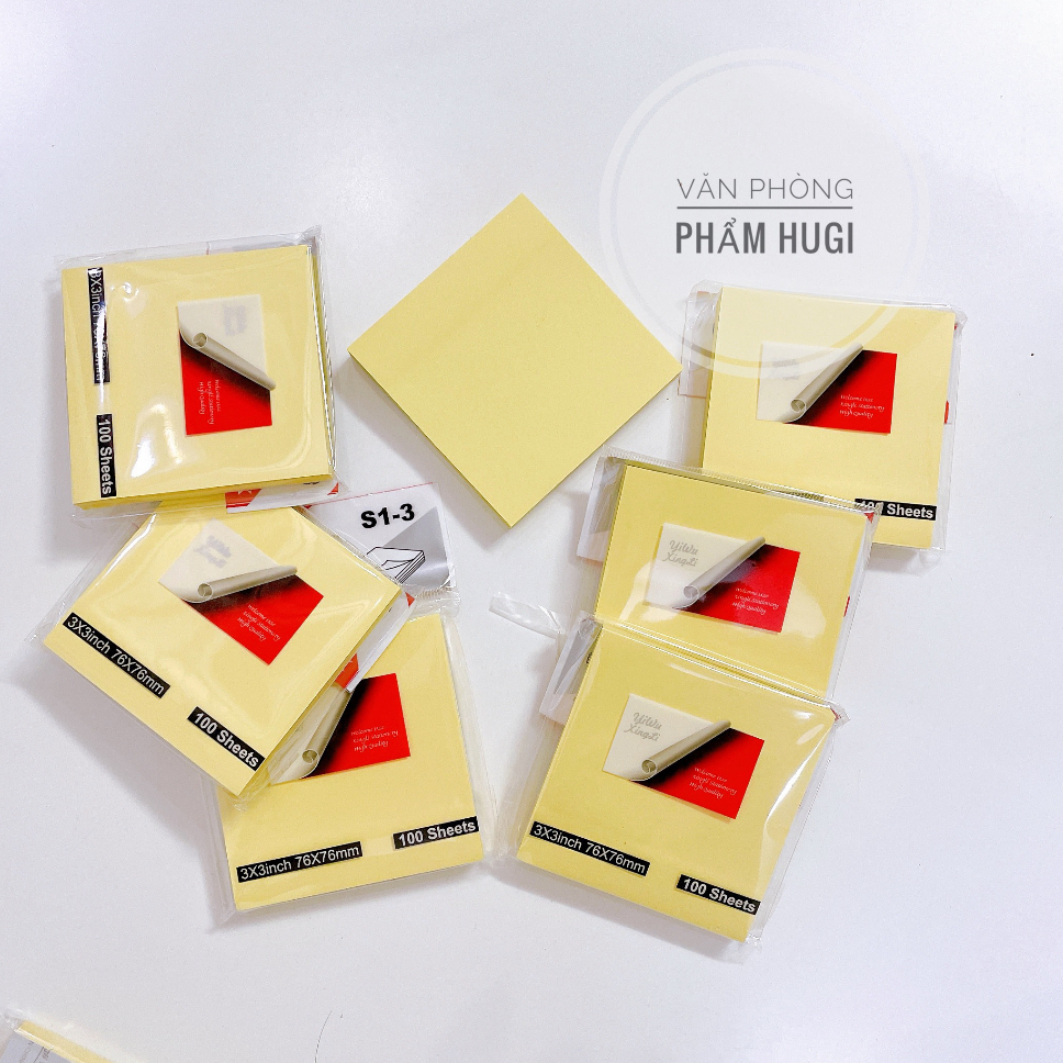 Giấy notes vàng loại tốt hình vuông (76x76mm) xấp gồm 100 tờ tiết kiệm ...