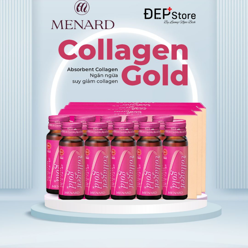 Collagen Gold Menard nội sinh Nhật Bản tăng đề kháng, trẻ hóa da - hộp 10 chai - 30ml/chai