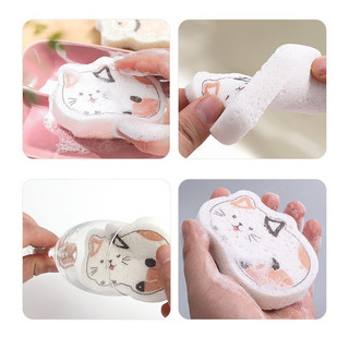 Miếng mút bọt biển nén hoạt hình rửa bát siêu sạch đa năng,mút rửa chén bát hoạt hình dễ thương { H }