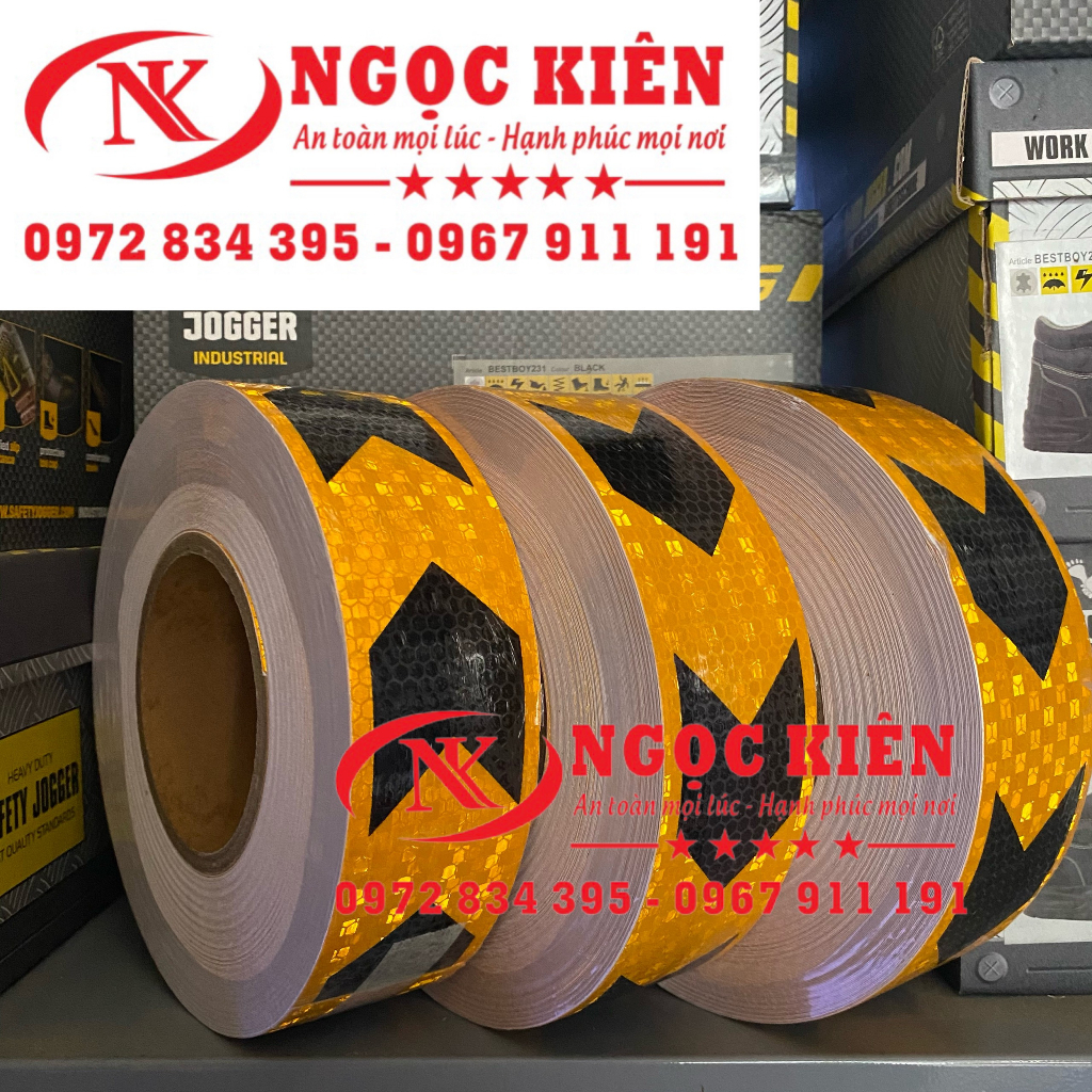 Cuộn Băng Keo Phản Quang mũi tên vàng đen-decan phản quang Bản rộng 5cm ...