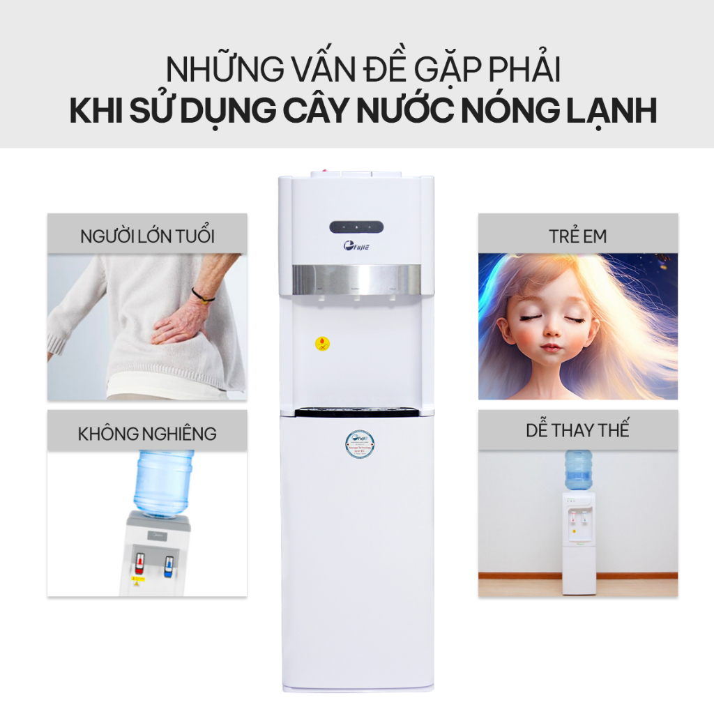 Cây nước nóng lạnh WD6500C làm lạnh sâu bằng máy nén (Block), bầu đun nước nóng inox an toàn sức khỏe