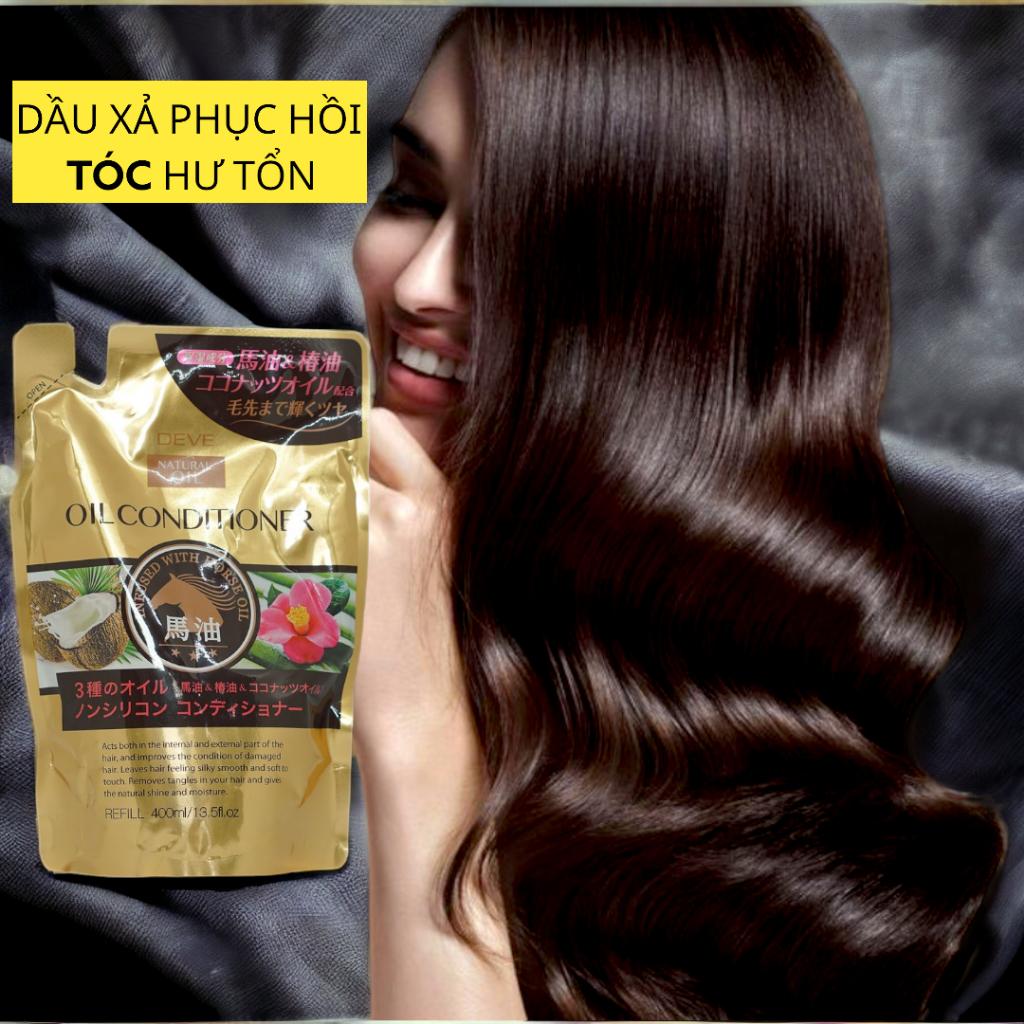 Dầu Xả Tóc Giúp Tóc Bóng Mượt Chiết Xuất Tinh Dầu Ngựa Deve Natural Oil Conditioner (Túi 400ml)
