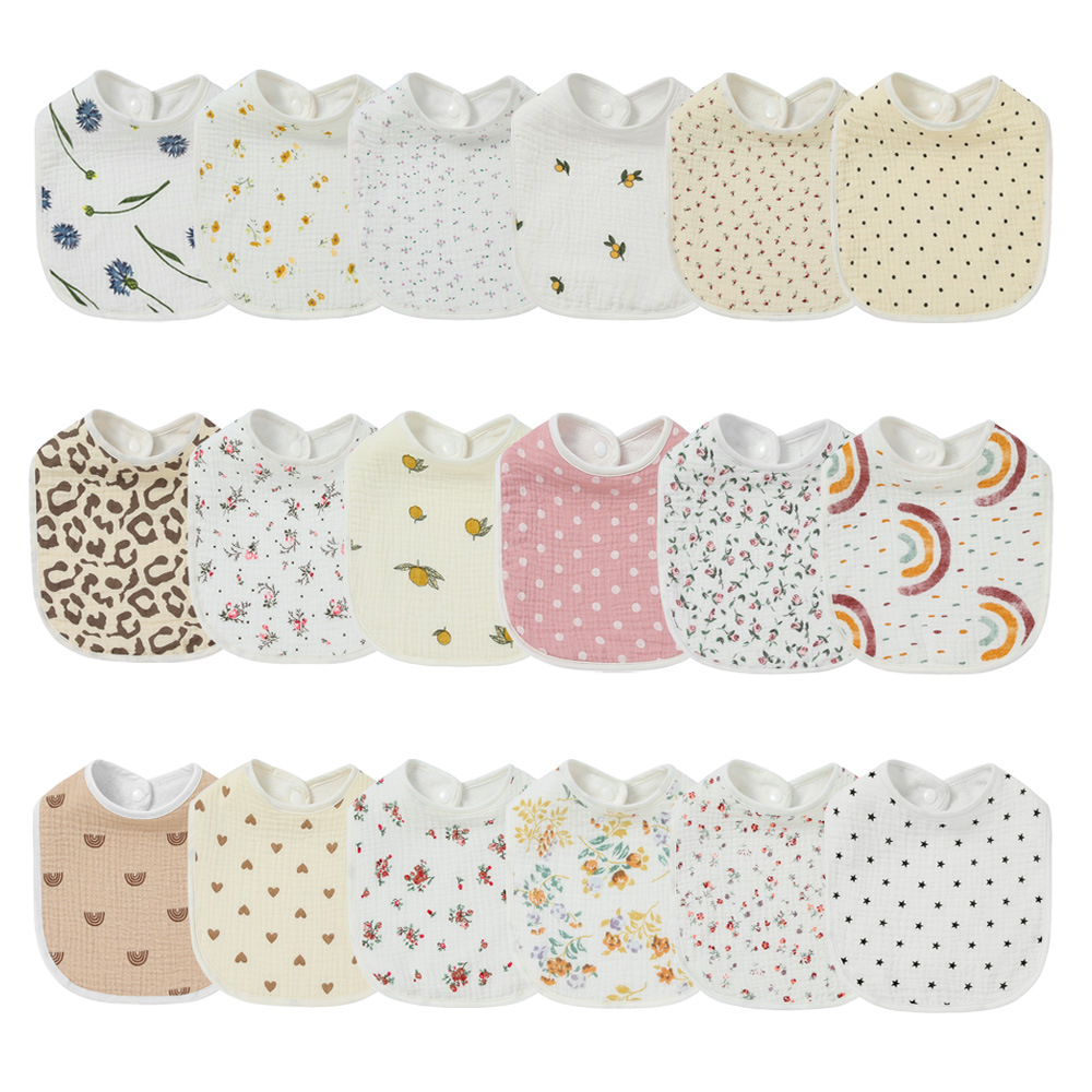 Yếm Tròn Chũ U 2 Lớp Unbee Có Cúc Cài Freesize Cho Bé 0-3 Tuổi, Chất Liệu Xô Muslin Hàn Quốc