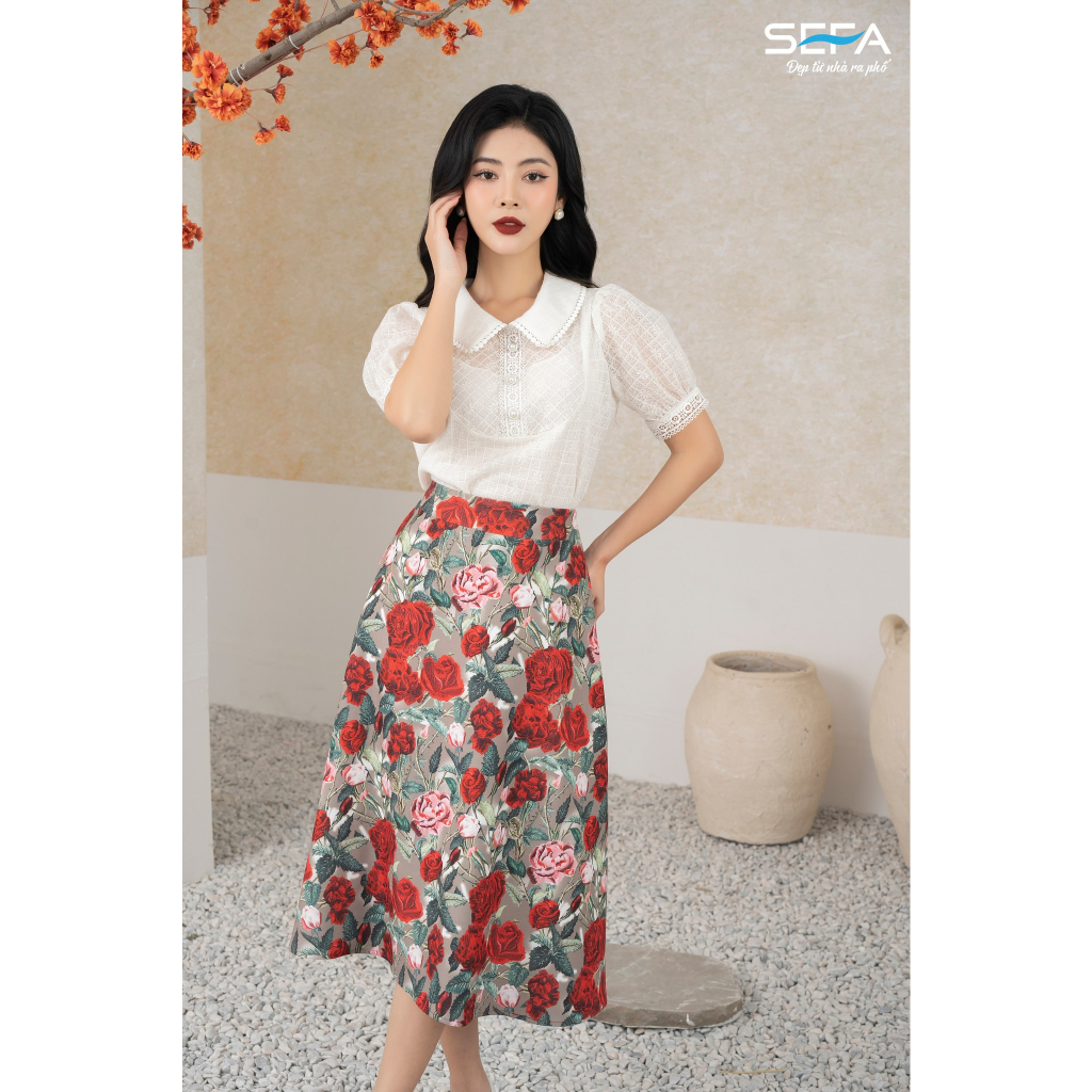 Ảnh Áo sơ mi ren cổ sen SEFA 2000208162 3