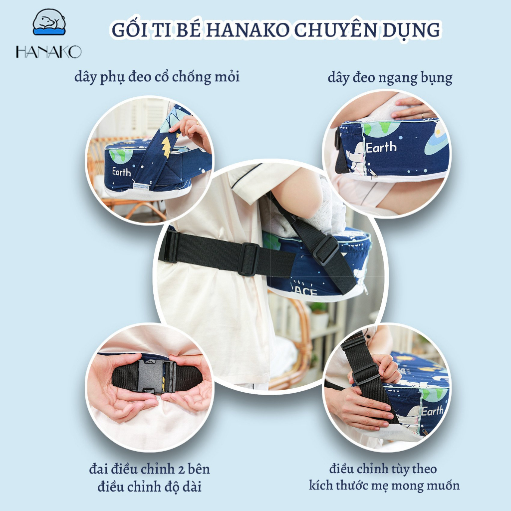 Gối Ti Bé Chuyên Dụng Hanako Hỗ Trợ Chống Đau Mỏi Vai, Tay Và Lưng Cho Mẹ Bầu - Màu Dễ Thương