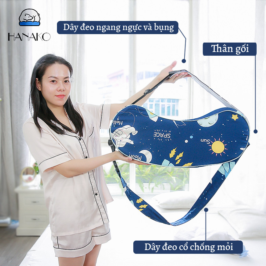 Gối Ti Bé Chuyên Dụng Hanako Hỗ Trợ Chống Đau Mỏi Vai, Tay Và Lưng Cho Mẹ Bầu - Màu Dễ Thương