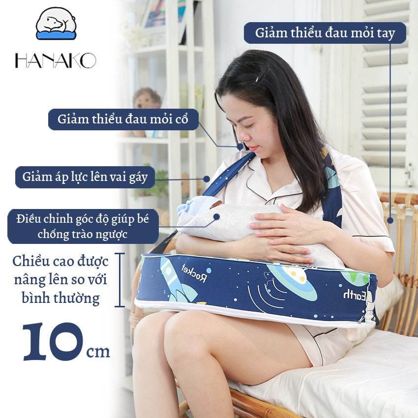 Gối Ti Bé Chuyên Dụng Hanako Hỗ Trợ Chống Đau Mỏi Vai, Tay Và Lưng Cho Mẹ Bầu - Màu Dễ Thương