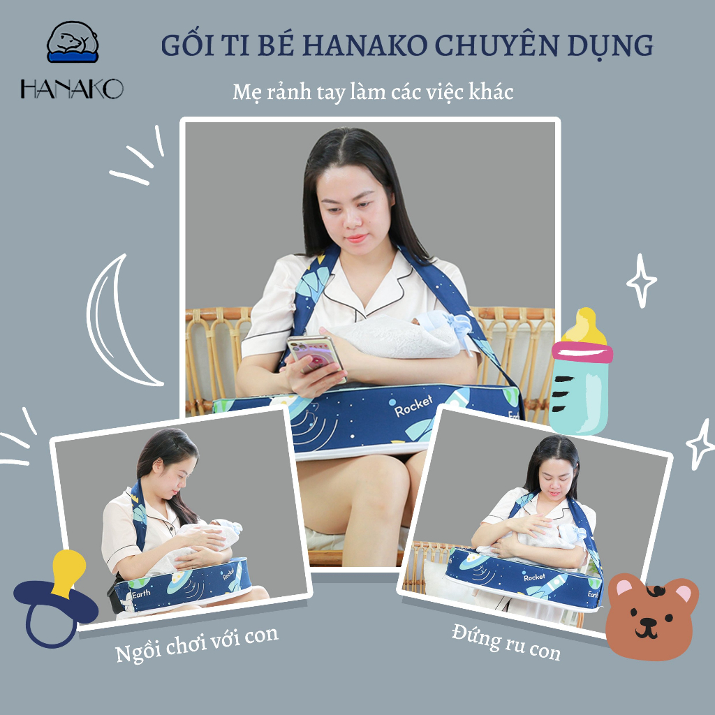 Gối Ti Bé Chuyên Dụng Hanako Hỗ Trợ Chống Đau Mỏi Vai, Tay Và Lưng Cho Mẹ Bầu - Màu Dễ Thương