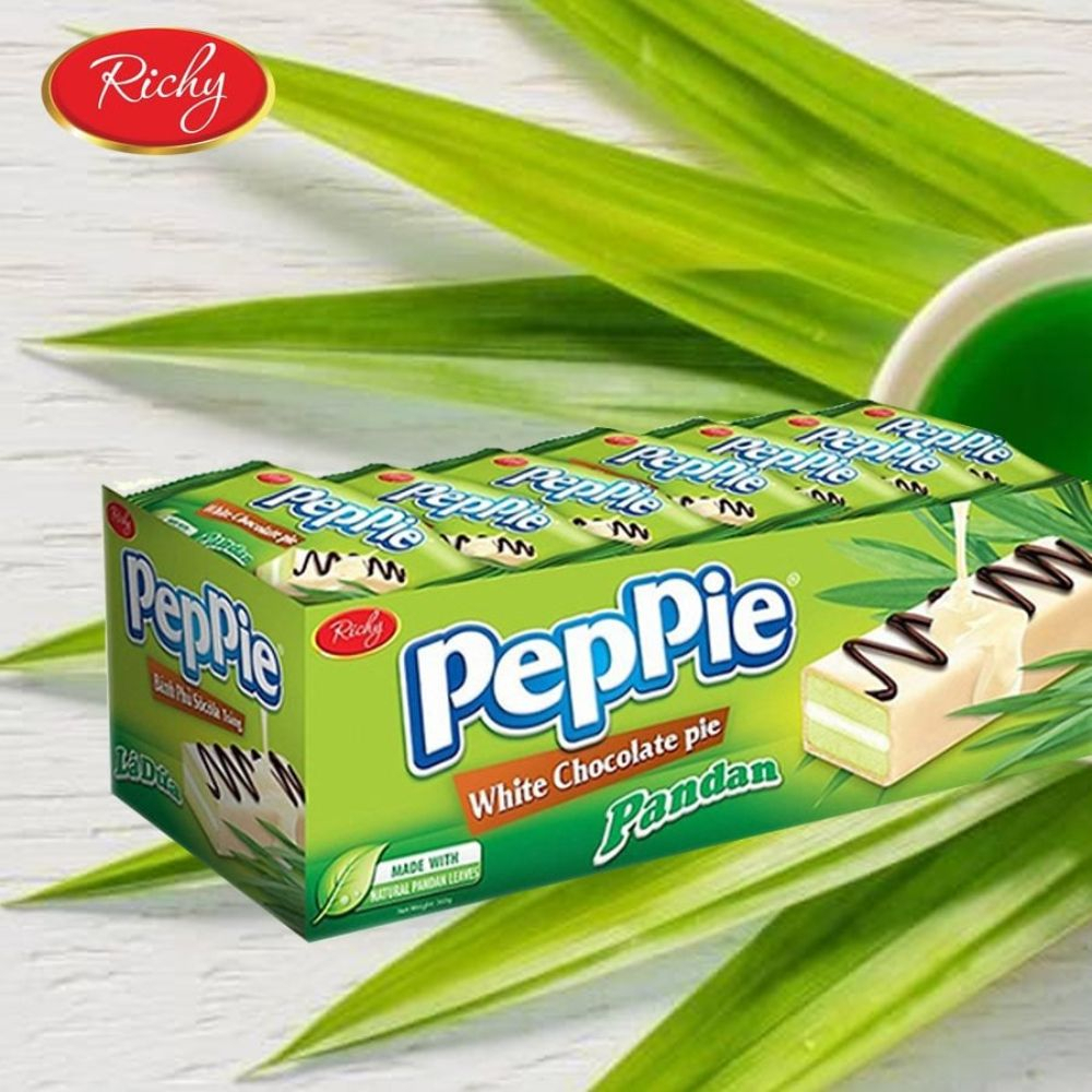 [VỊ MỚI | MUA 3 TẶNG 1]  Tổng 4 gói Bánh phủ socola Peppie Richy vị Dưa lưới/Vani cốm/Caramen, loại khay 360g