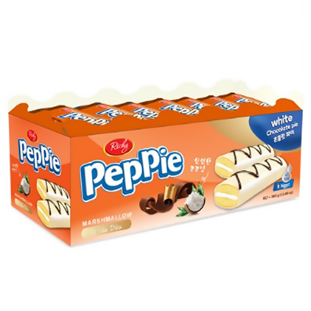 [VỊ MỚI | MUA 3 TẶNG 1]  Tổng 4 gói Bánh phủ socola Peppie Richy vị Dưa lưới/Vani cốm/Caramen, loại khay 360g