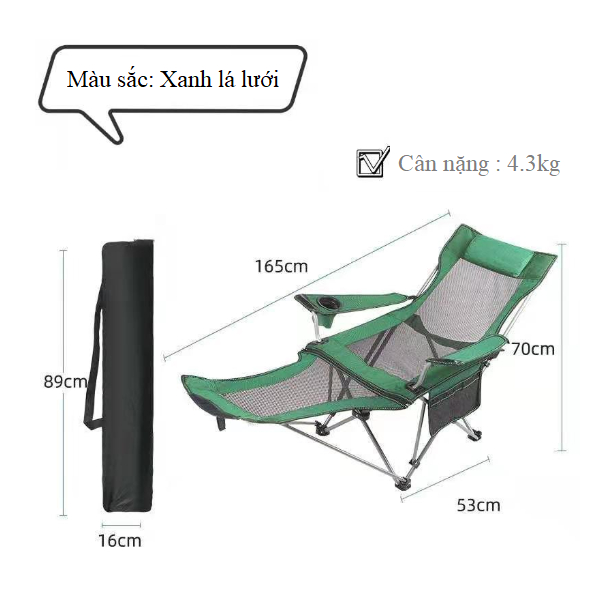 Ghế xếp thư giãn có thể gập gọn đi dã ngoại, du lịch, Ghế cắm trại gấp gọn tiện lợi