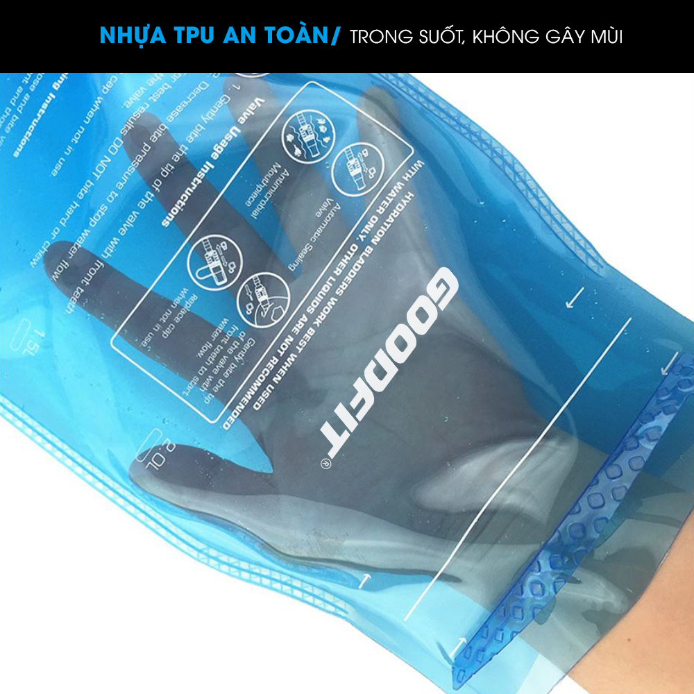 Túi nước chạy bộ, leo núi, đạp xe dung tích 2 lít, có vòi hút GoodFit GF04RA chất liệu TPU an toàn