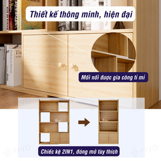 [Freeship Toàn Quốc] Kệ Sách Gỗ Để Sàn FIVO FB71 Màu Gỗ, Với Tính Năng 2IN1 Đóng Mở Tùy Thích, Hộc Tủ Thiết Kế Riêng Tư