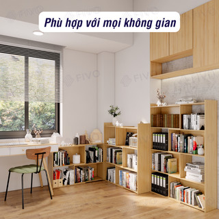 [Freeship Toàn Quốc] Kệ Sách Gỗ Để Sàn FIVO FB71 Màu Gỗ, Với Tính Năng 2IN1 Đóng Mở Tùy Thích, Hộc Tủ Thiết Kế Riêng Tư