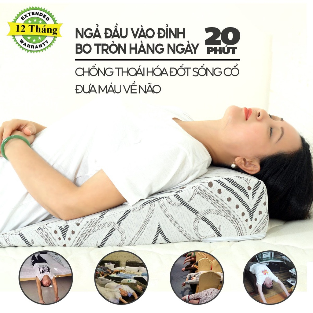 Gối Chống Trào Ngược Yorokobi Bo Tròn Đỉnh Giúp Giảm Ợ Chua, Trào Ngược, Chống Ngáy Cao 16cm Và 18cm